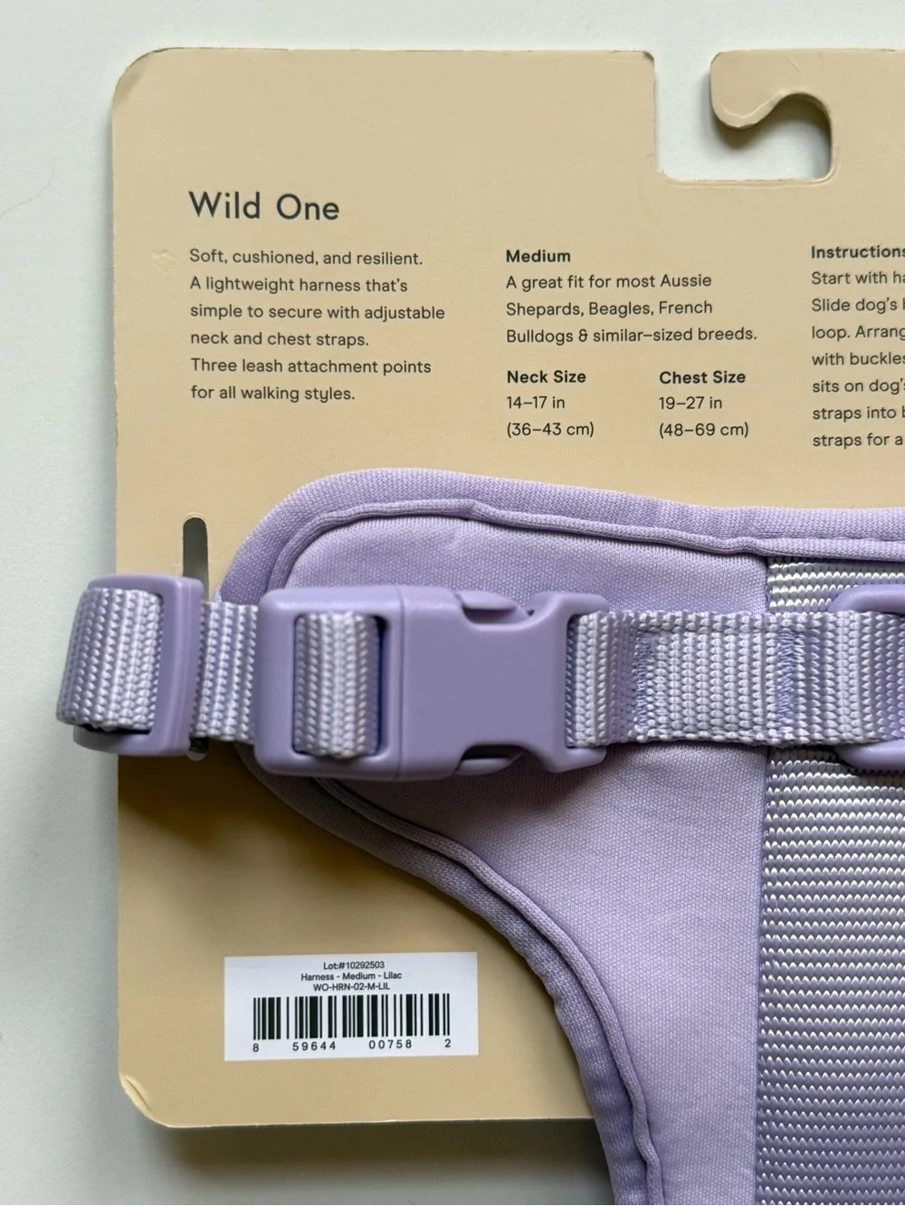 Wild One Dog Harness - Medium - Lilac